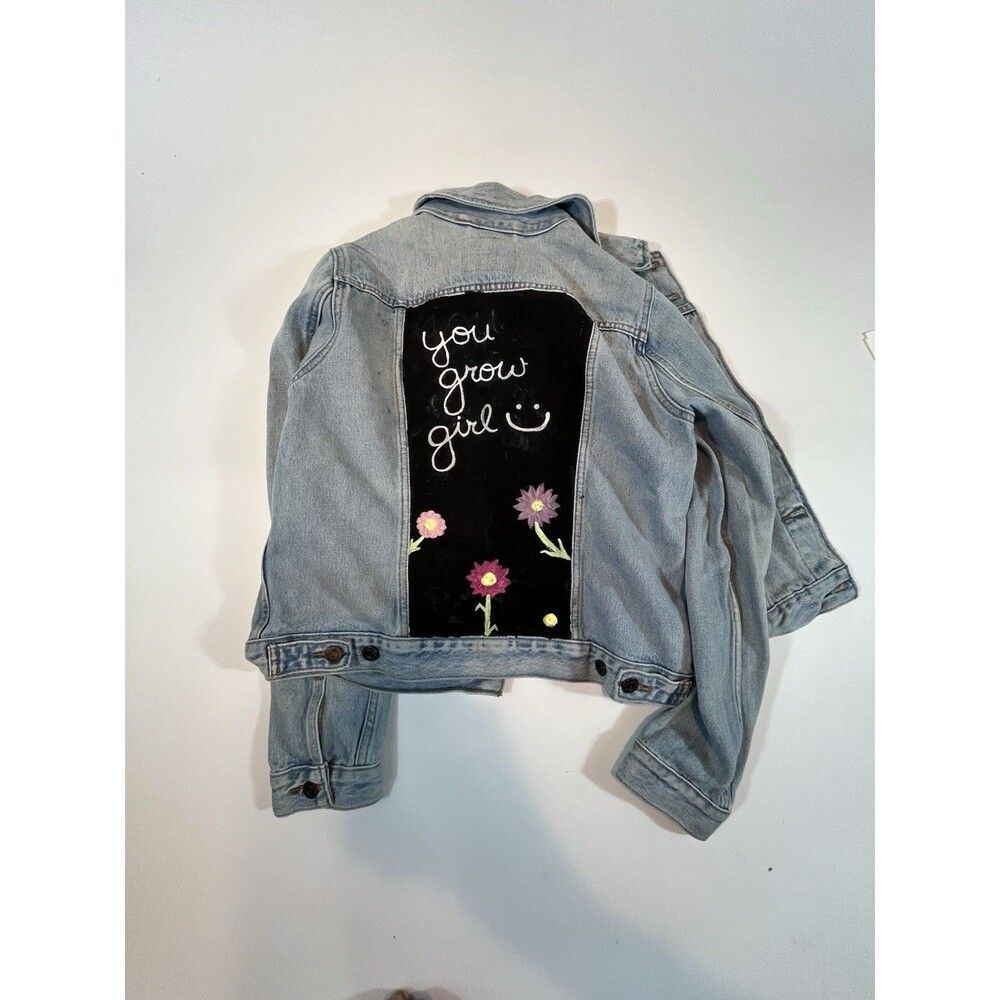 Levi's Jean Jacket Womens Size Large Custom Hand Painted Back - Picture 2 of 10